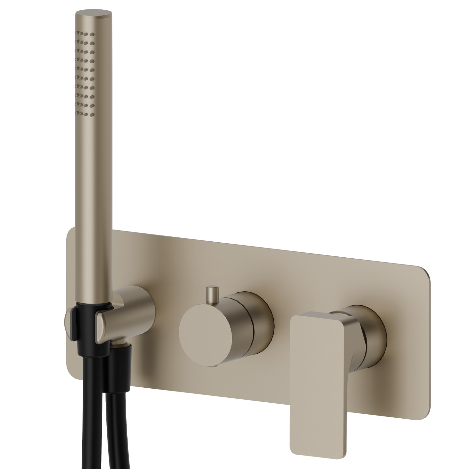 Complete concealed shower group, with shower set and 2 ways out diverter - finish Gold Satin