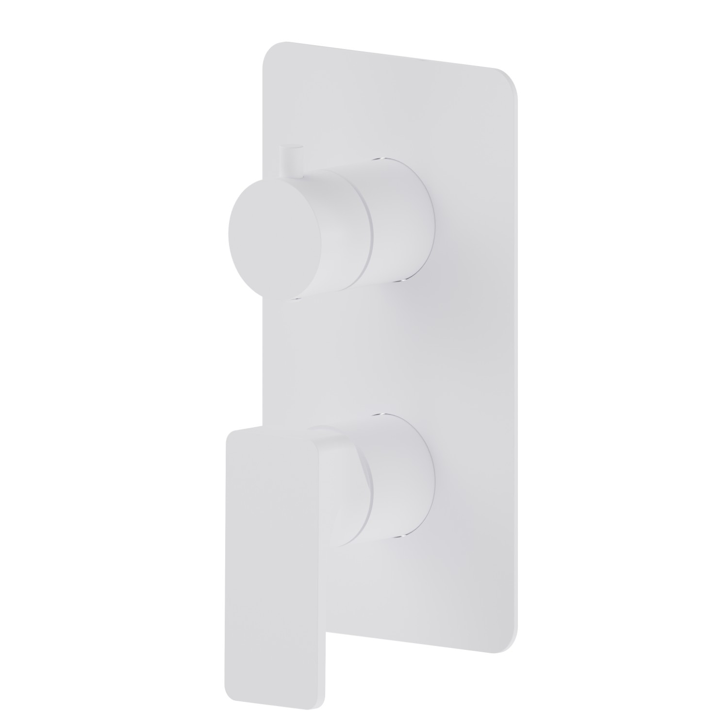 Miscelatore monocomando ad incasso con deviatore meccanico a 2 uscite, ingressi ed uscite da 1/2”. Parte esterna - finitura Bianco opaco