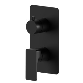 Single lever concealed mixer with 2 ways out mechanical diverter, 1/2” connections. External part - finish Matt Black