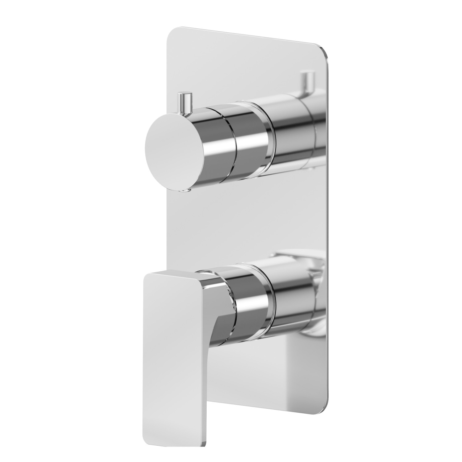 Miscelatore monocomando ad incasso con deviatore meccanico a 2 uscite, ingressi ed uscite da 1/2”. Parte esterna - finitura Cromo