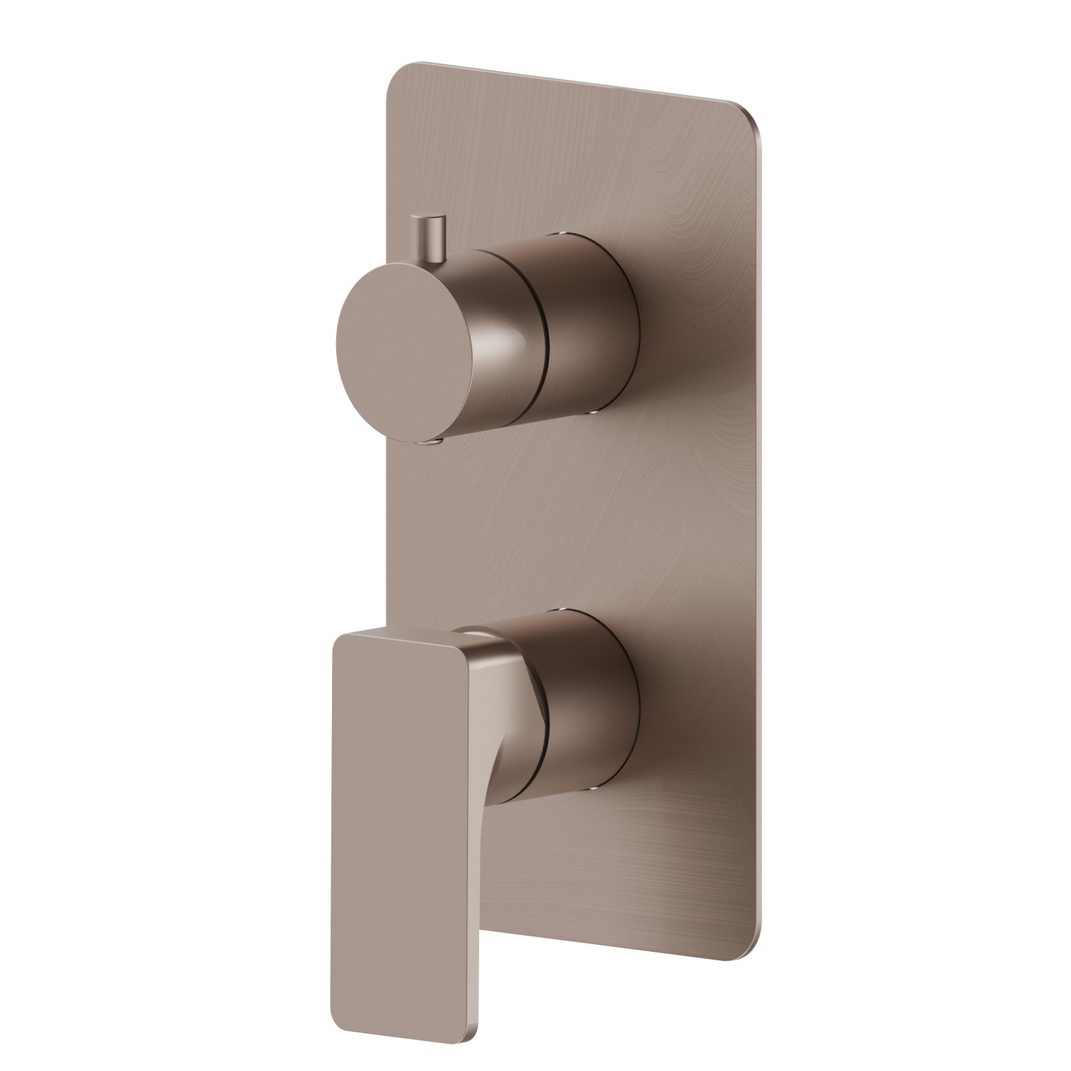 Miscelatore monocomando ad incasso con deviatore meccanico a 2 uscite, ingressi ed uscite da 1/2”. Parte esterna - finitura Copper Glossy