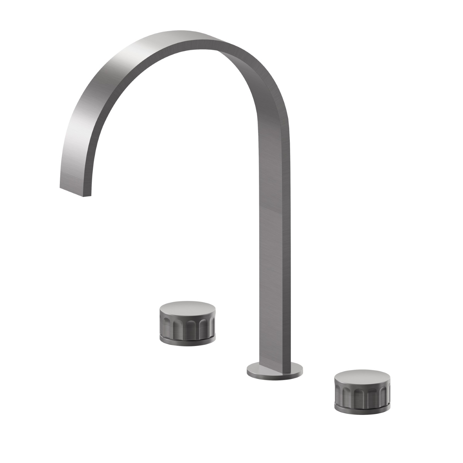 3-Loch-Waschtischarmatur. 1/2” flacher Anschluss - oberfläche PVD  Gun Metal gebürstet