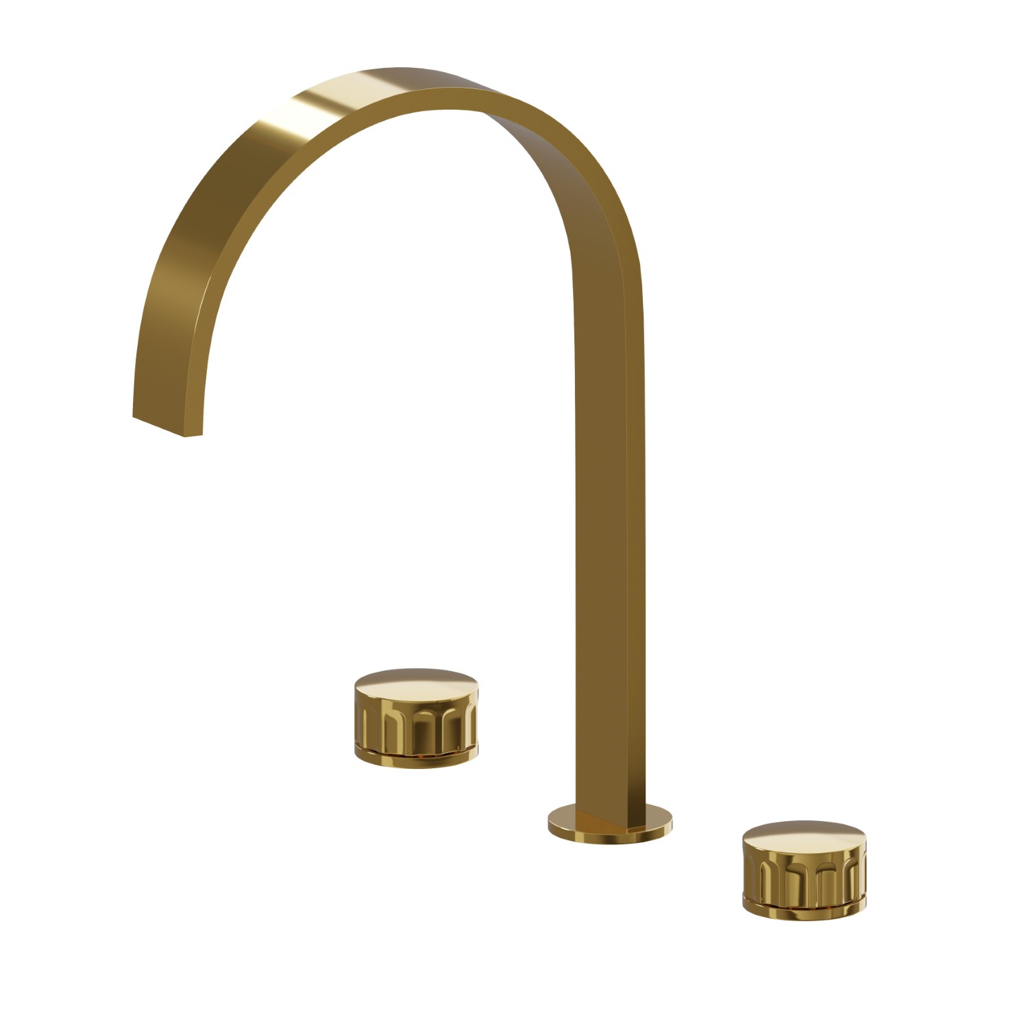 Mélangeur 3 trous de lavabo. Têtes céramique 1/2” - finition PVD Glossy Gold