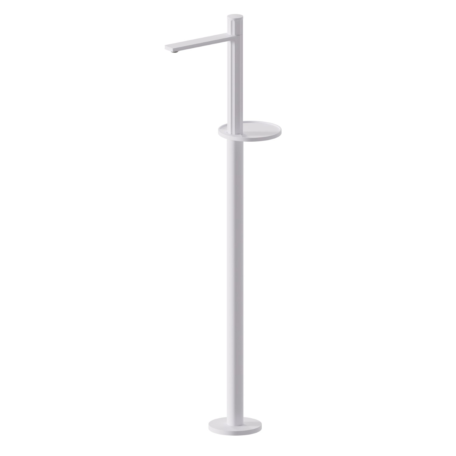 Single lever basin mixer with floor pillar union - finish Matt White