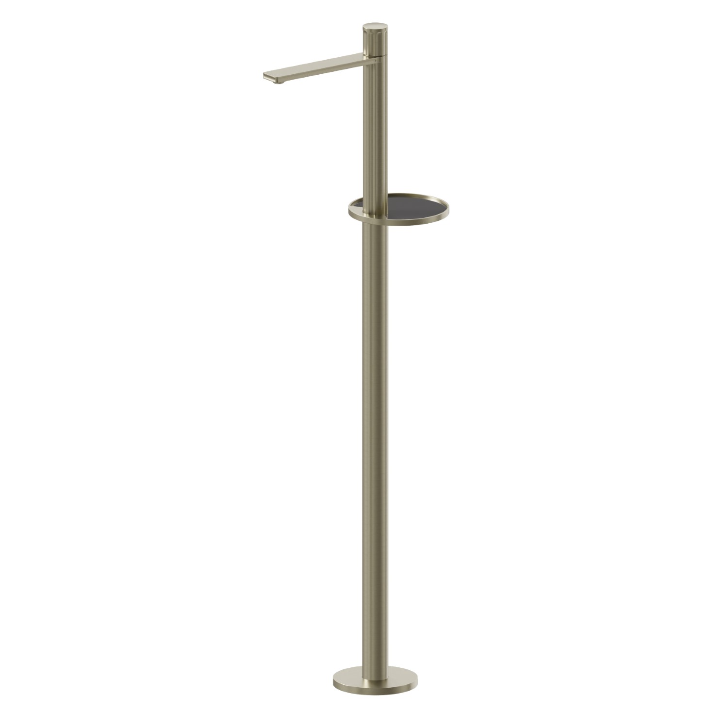 Single lever basin mixer with floor pillar union - finish PVD Brushed Pale Gold