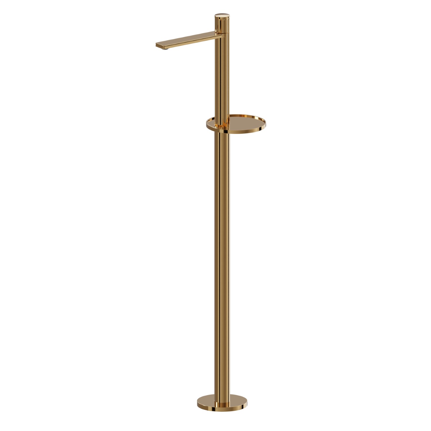 Miscelatore monocomando per lavabo con colonna di alimentazione a pavimento - finitura PVD Glossy Gold
