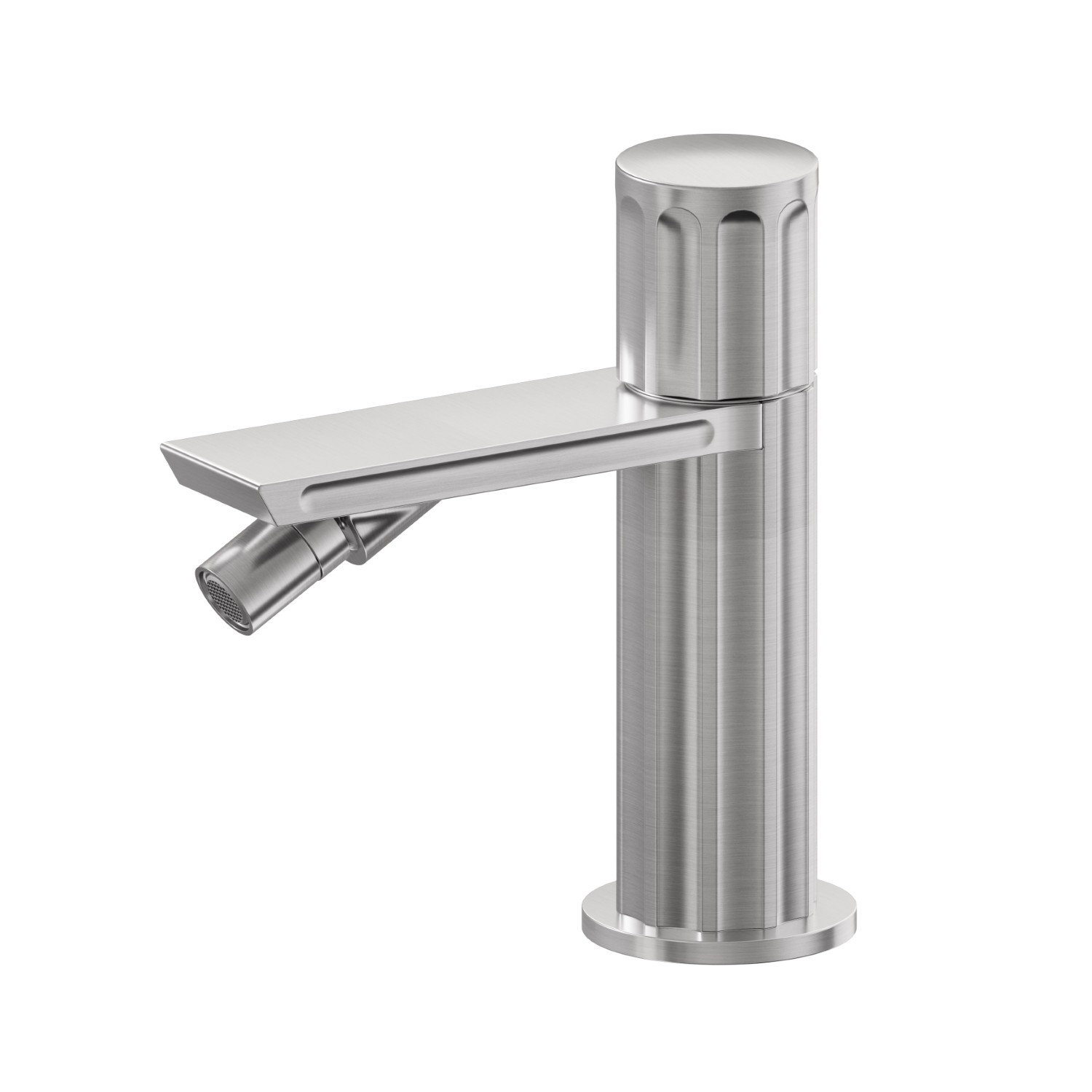 Single lever bidet mixer basin group - finish PVD Brushed steel
