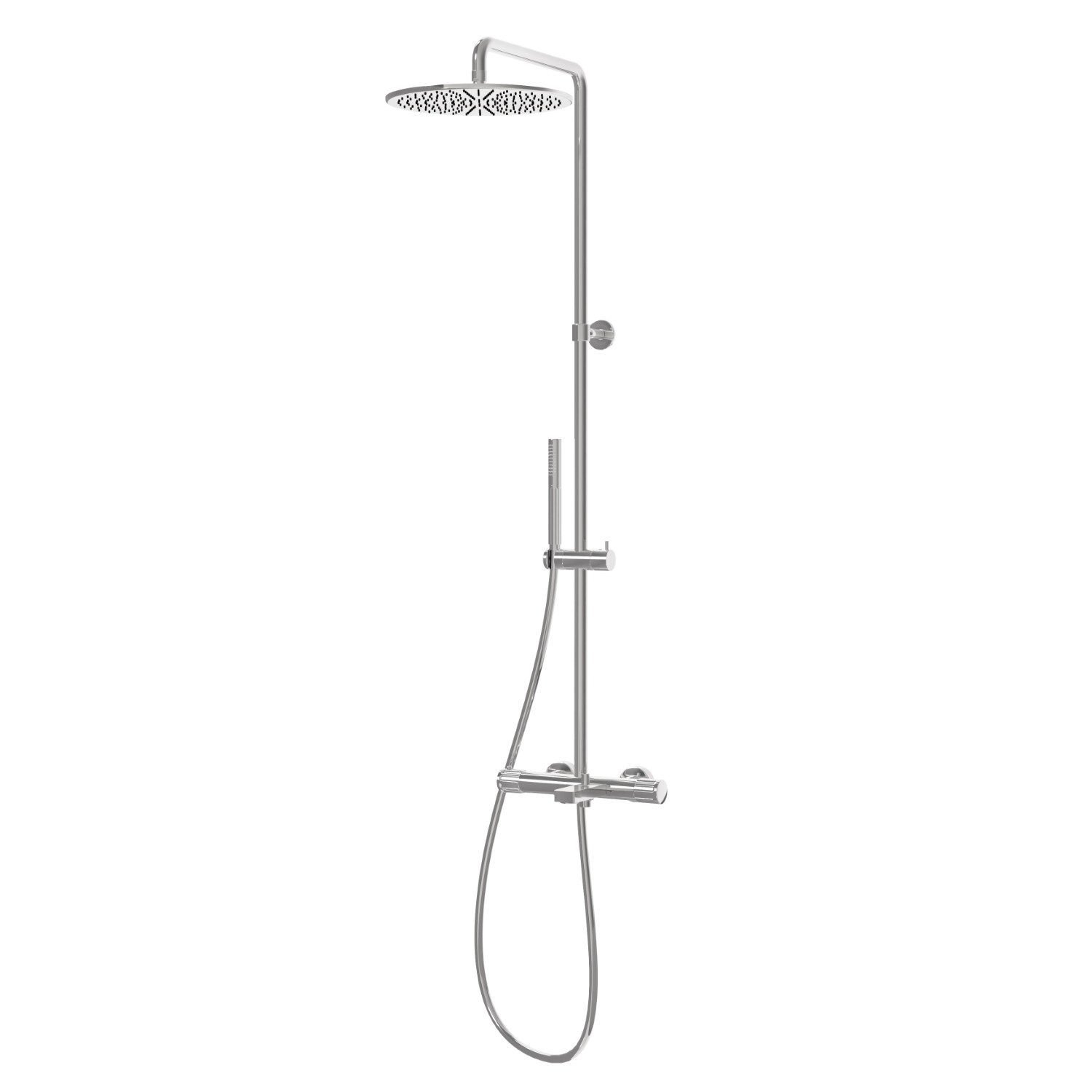 Cold body bath column with external thermostatic mixer
with diverter, head and shower - finish Chrome
