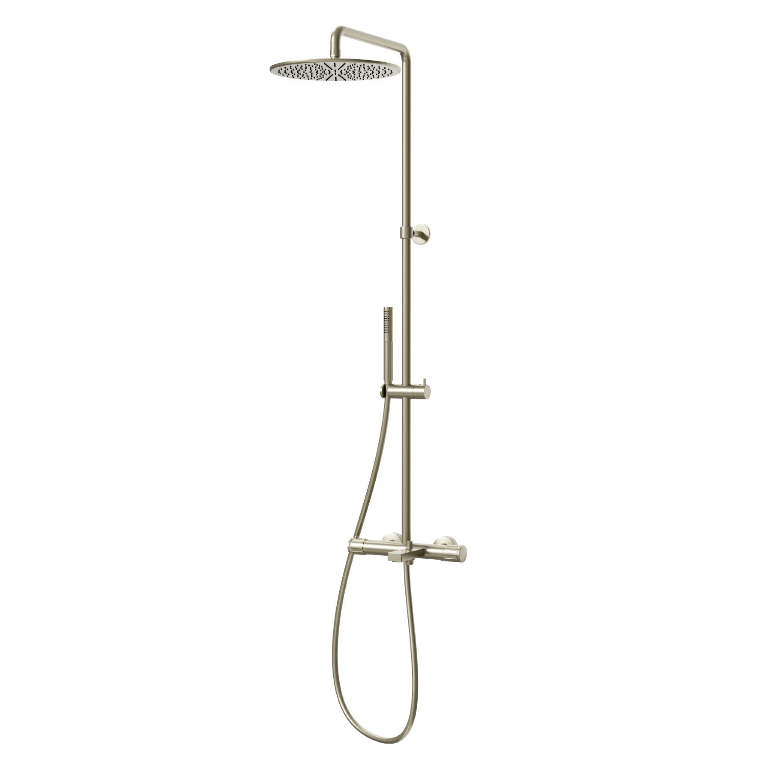 Cold body bath column with external thermostatic mixer
with diverter, head and shower - finish PVD Brushed Pale Gold
