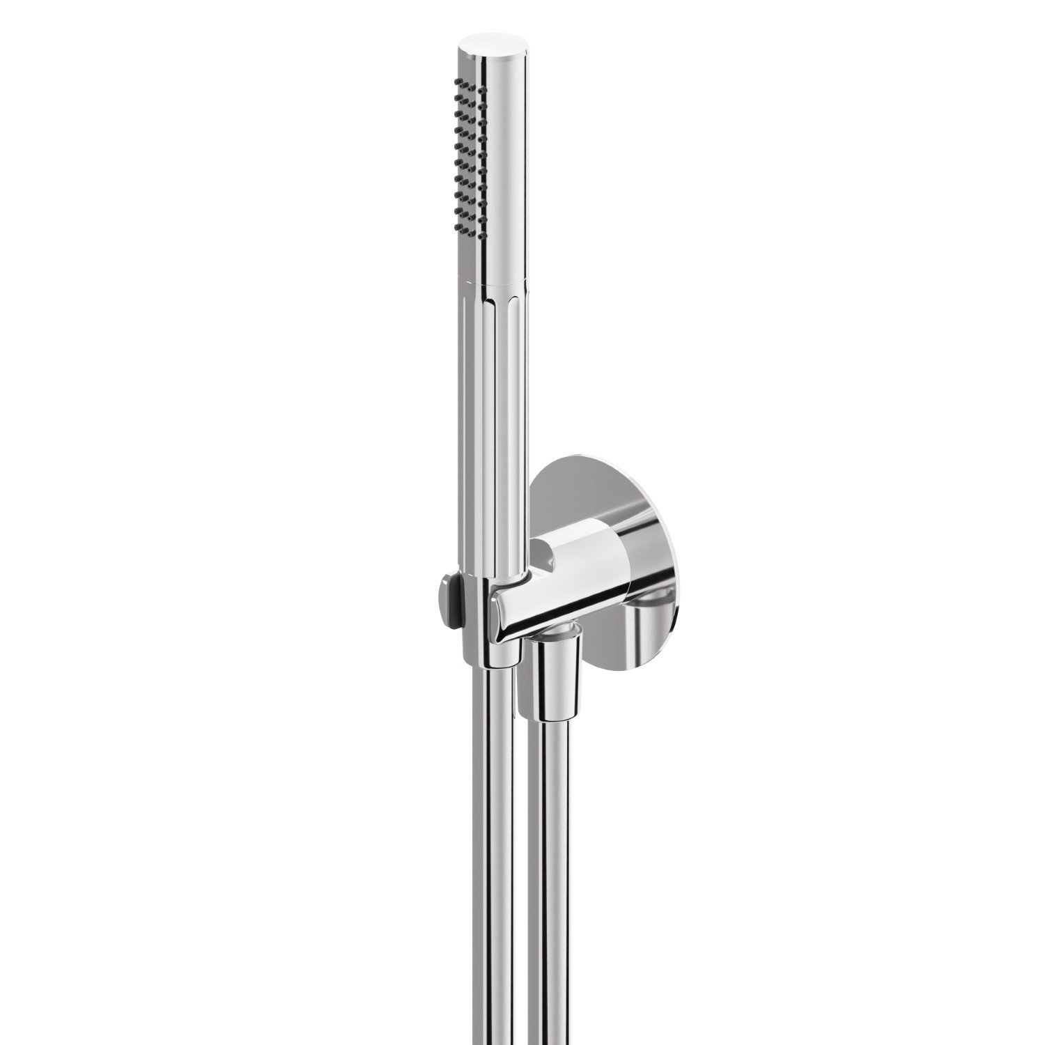 Complete shower set, with hand shower, flexible and wall union with shower holder - finish Chrome