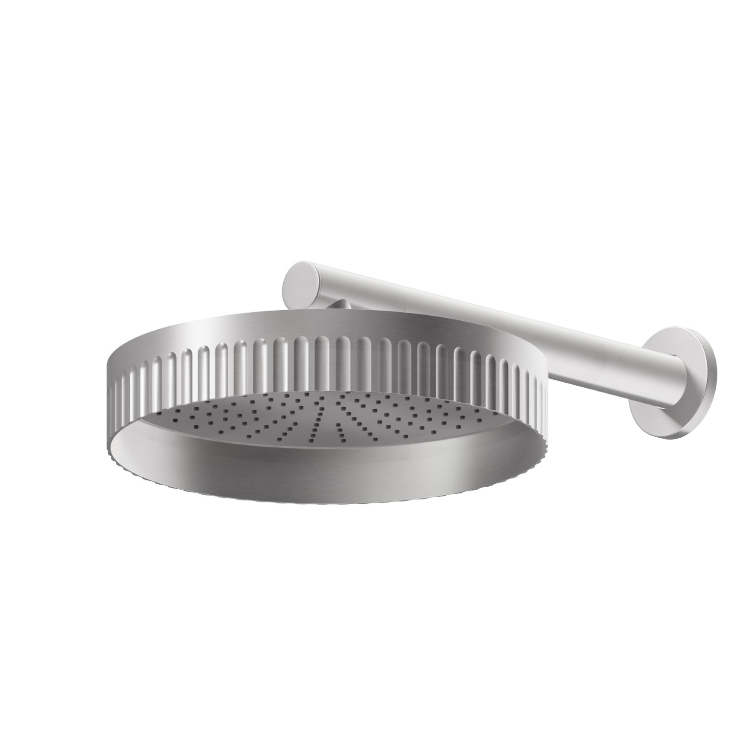 Wall head shower, checkable, with raining jet - finish PVD Brushed steel