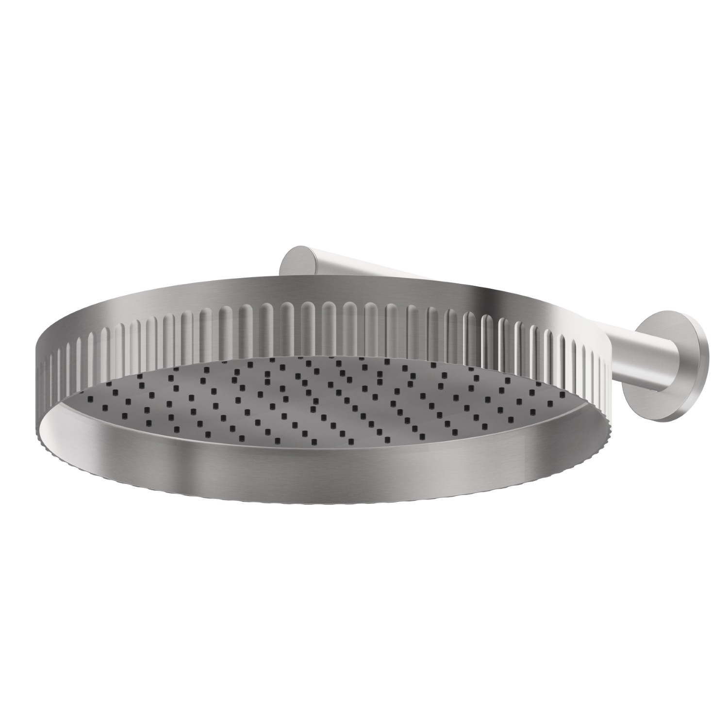 Wall head shower, checkable, with raining jet - finish PVD Brushed steel