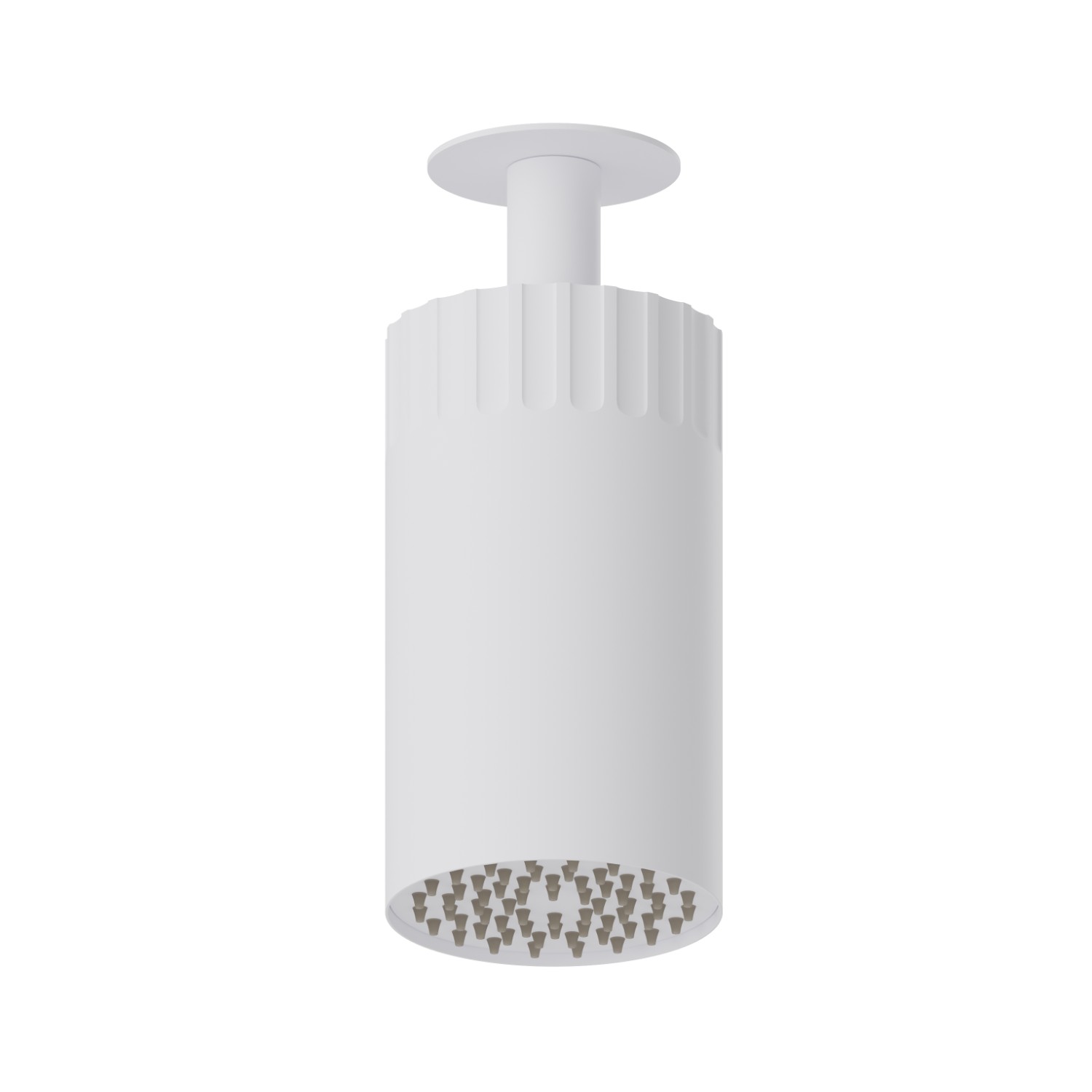 Adjustable ceiling small head shower, with raining jet. Ø 100 mm - finish Matt White