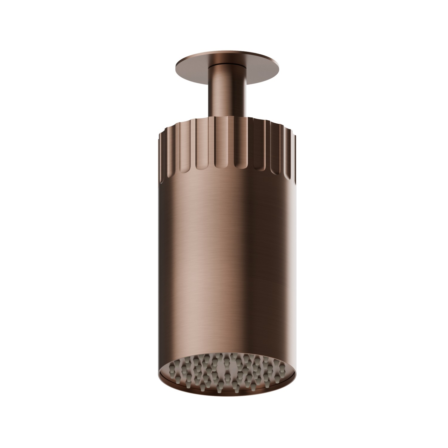 Adjustable ceiling small head shower, with raining jet. Ø 100 mm - finish PVD Brushed Copper Bronze