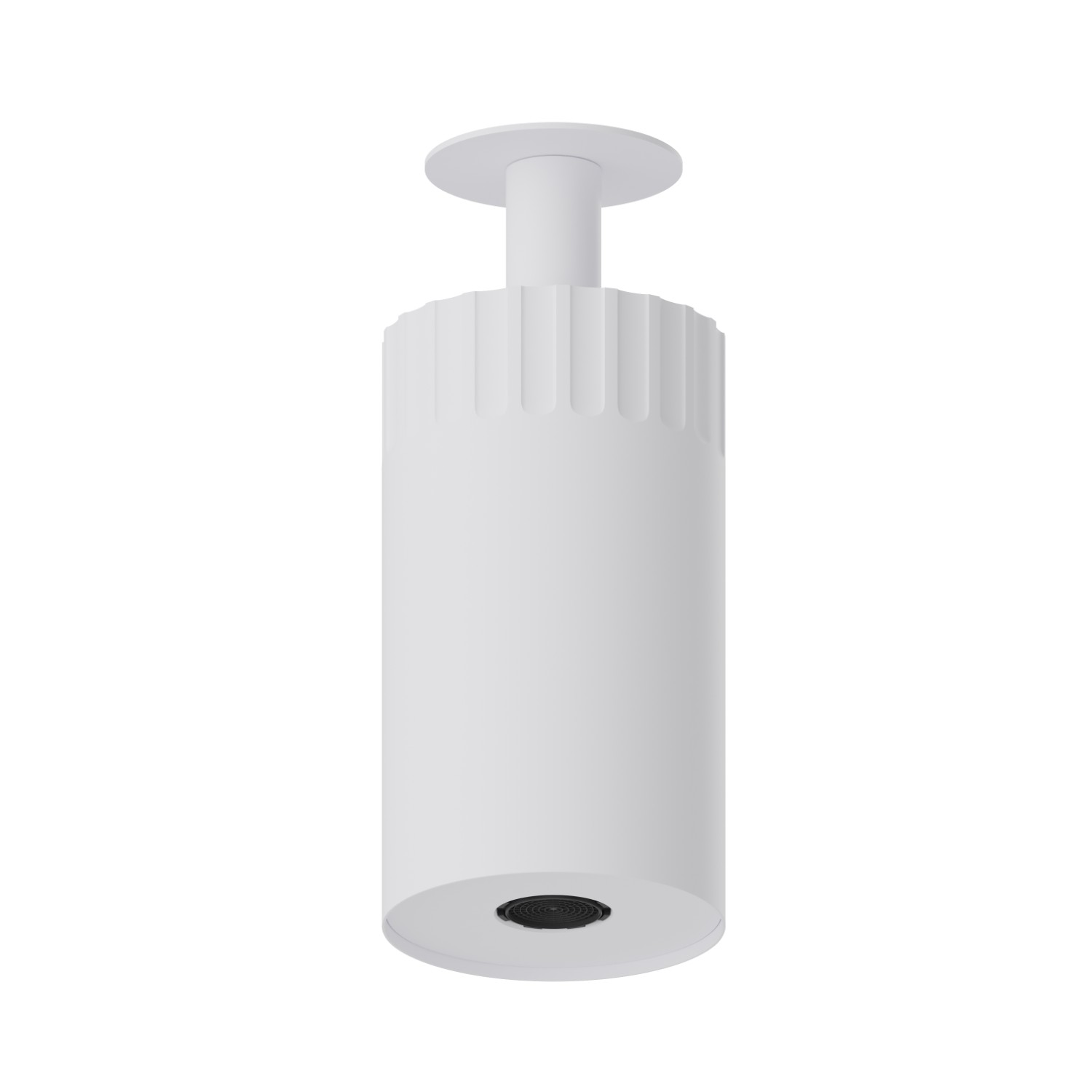 Adjustable ceiling small head shower, with laminar jet.  Ø 100 mm - finish Matt White