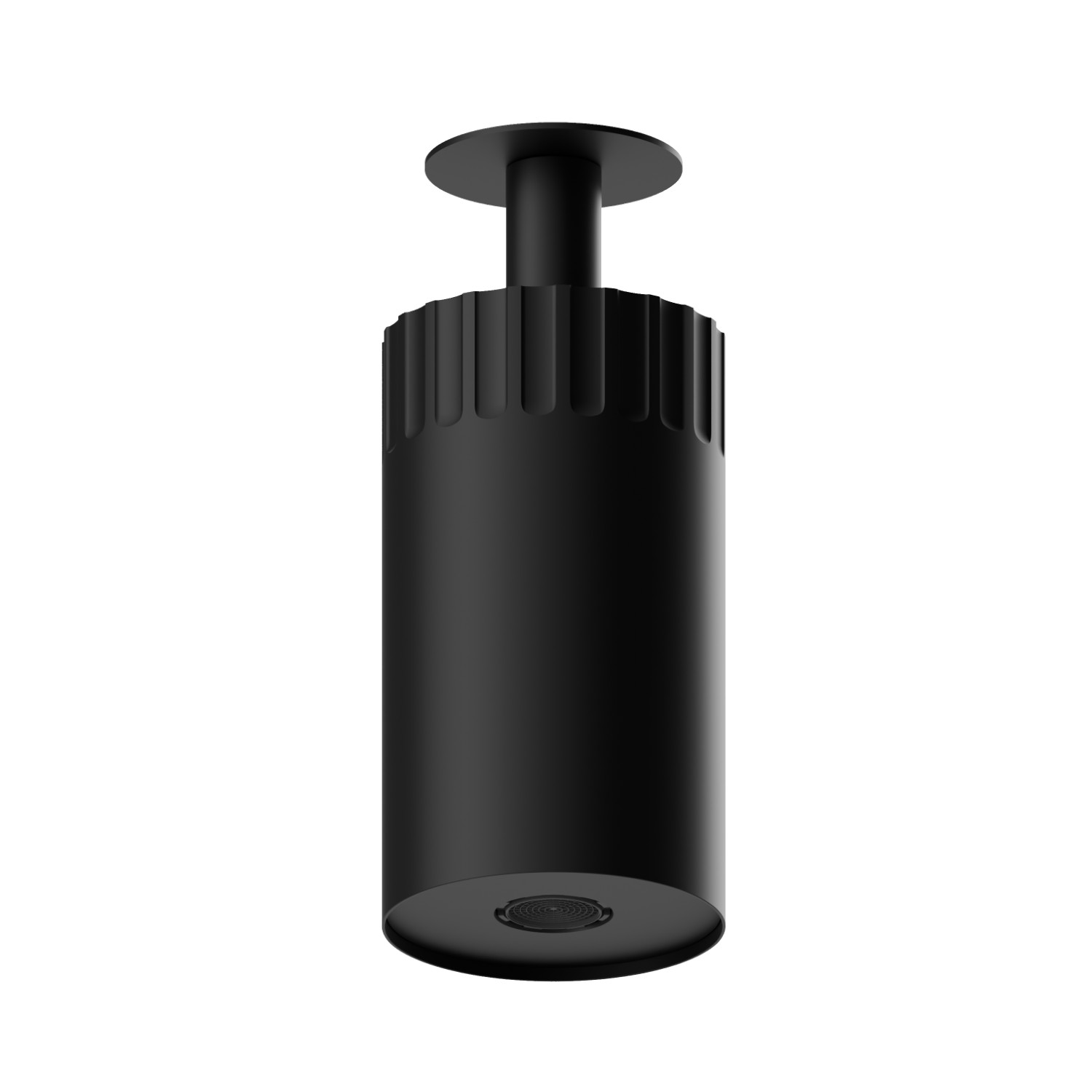 Adjustable ceiling small head shower, with laminar jet.  Ø 100 mm - finish Matt Black