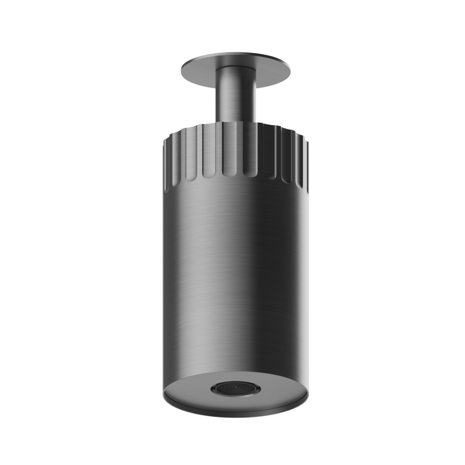 Pomme de douche au plafond orientable, avec jet laminaire.  Ø 100 mm - finition PVD Brushed Gun Metal