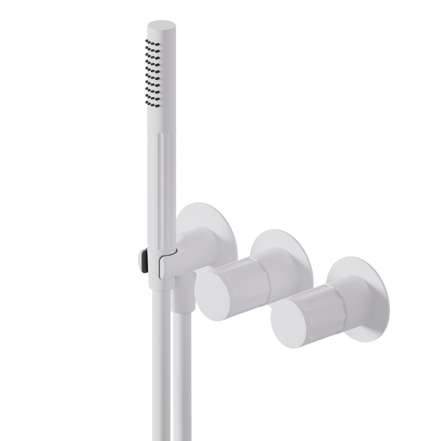 Complete concealed shower group, with shower set and 2 ways out diverter - finish Matt White