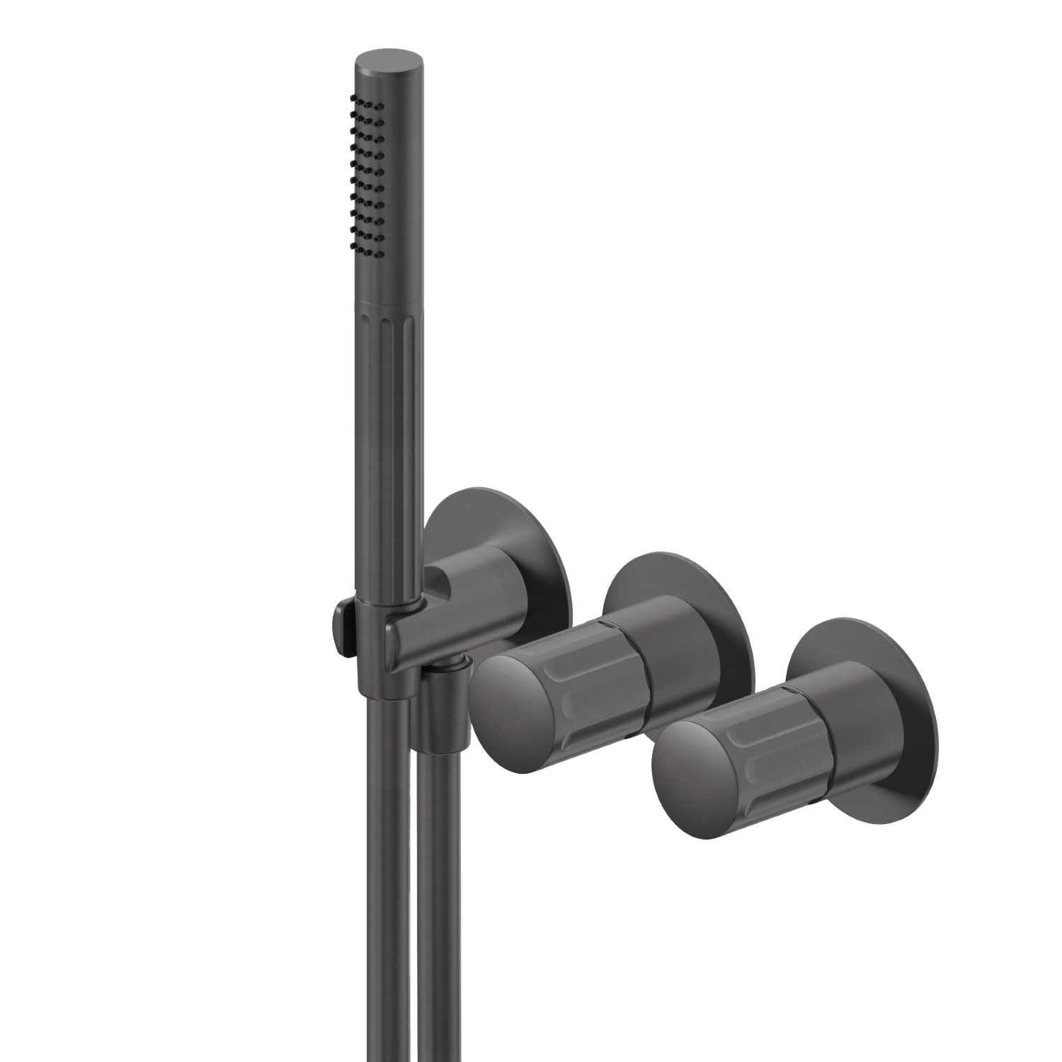 Gruppo doccia da incasso completo di doccetta e deviatore a 2 uscite - finitura PVD Brushed Gun Metal