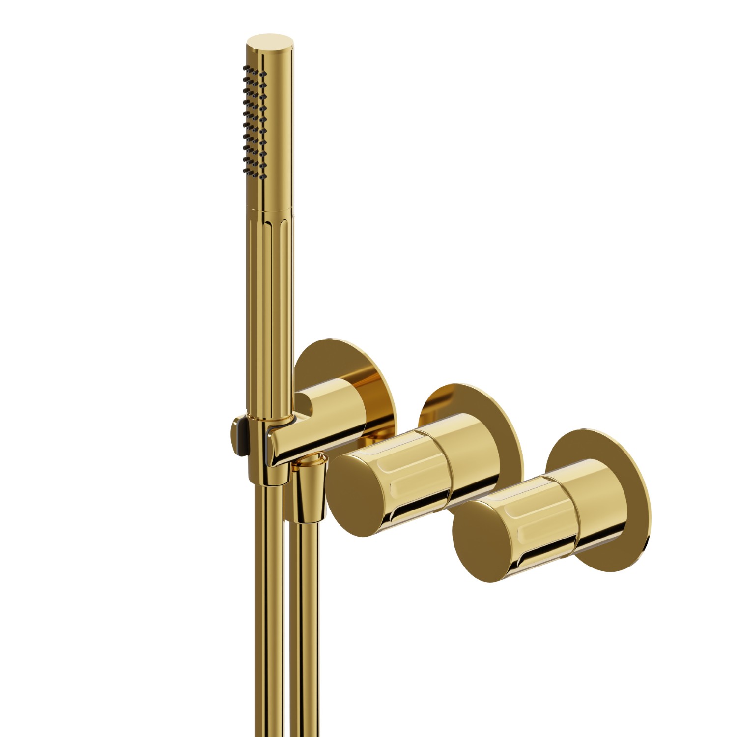 Mitigeur mural 2 sorties avec douchette et boite d’encastrement - finition PVD Glossy Gold