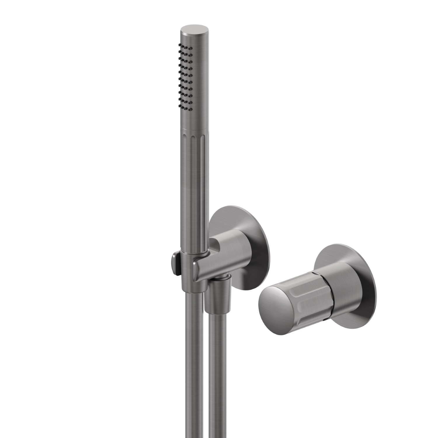 Complete concealed shower group, with shower set and mixer - finish PVD Brushed Gun Metal