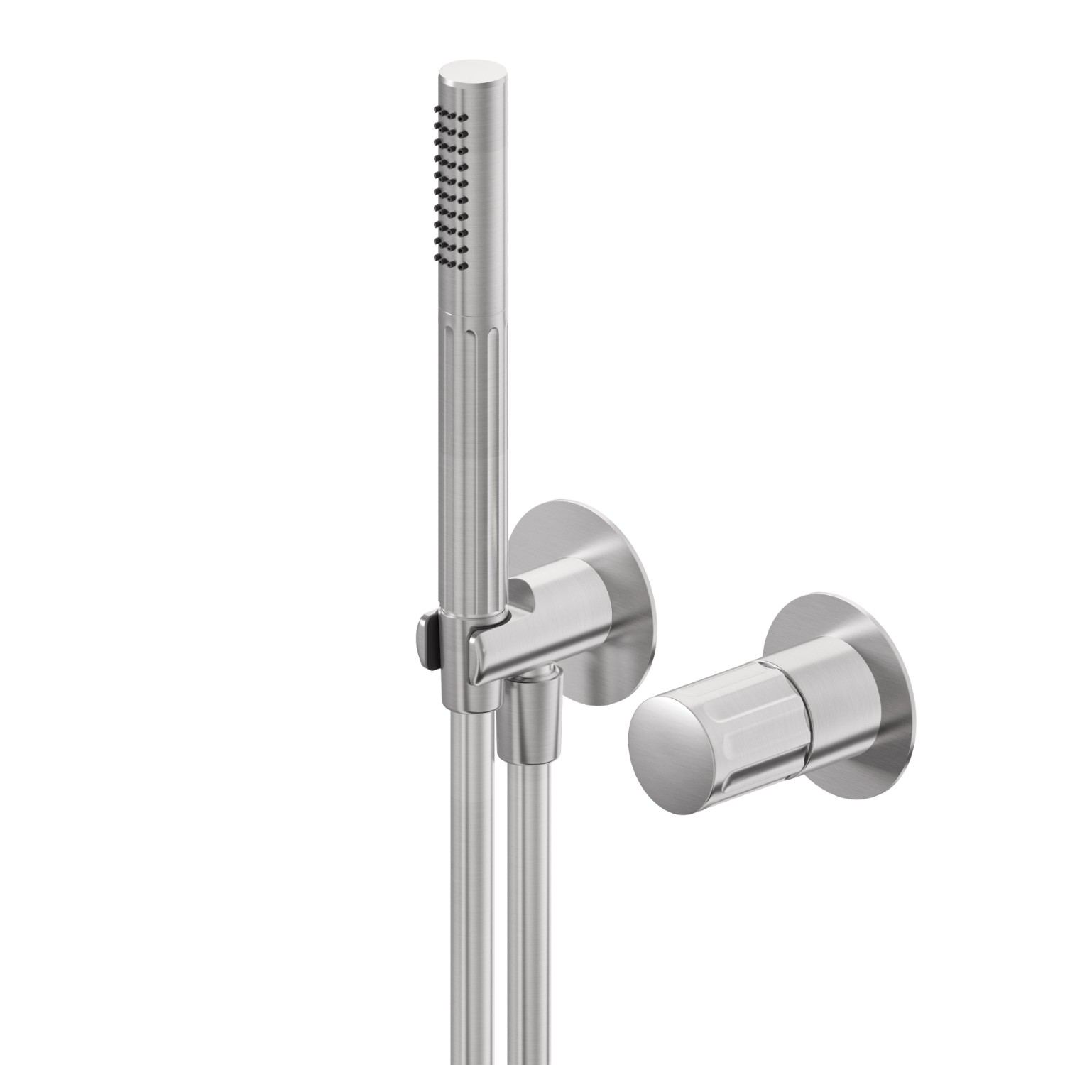 Complete concealed shower group, with shower set and mixer - finish PVD Brushed steel