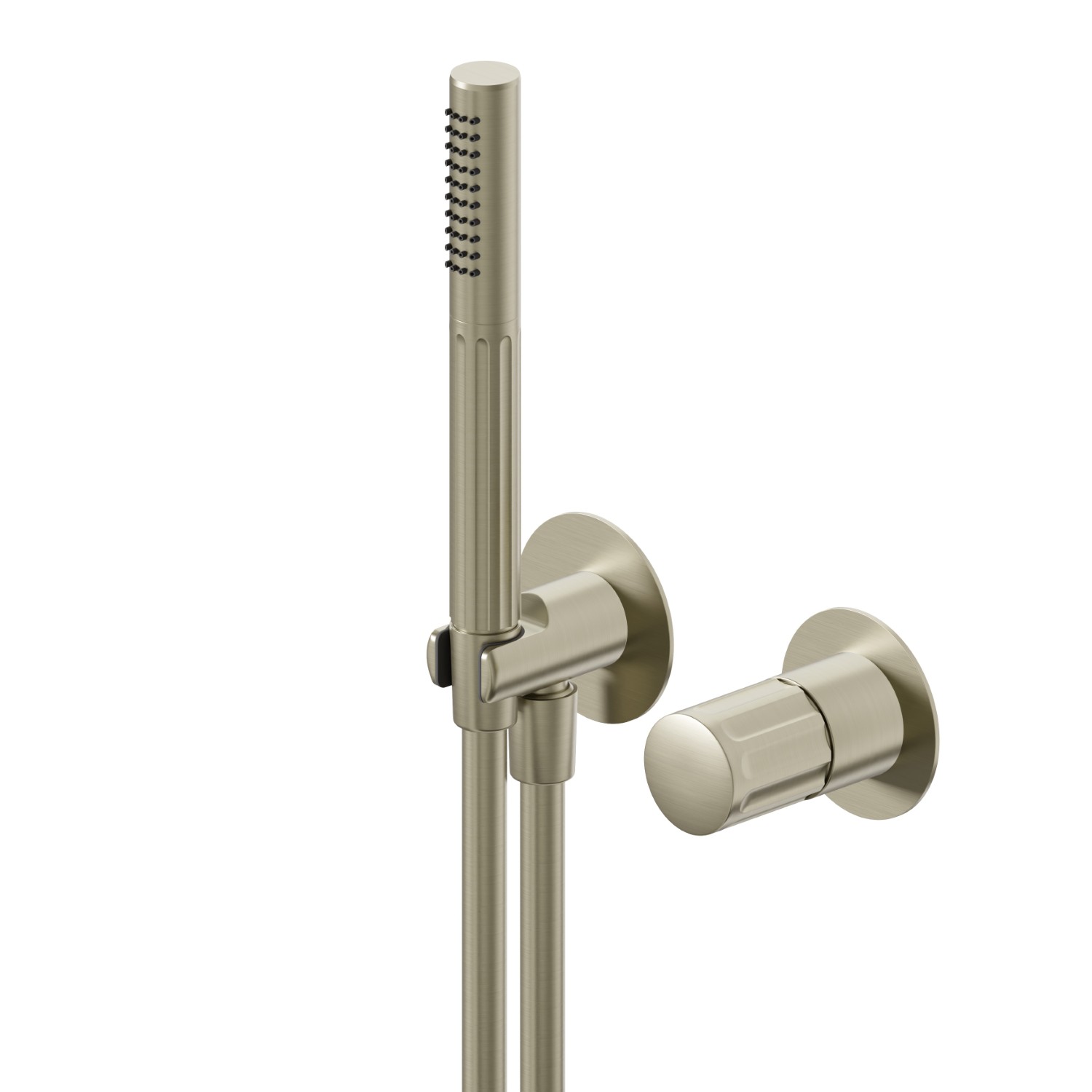 Complete concealed shower group, with shower set and mixer - finish PVD Brushed Pale Gold