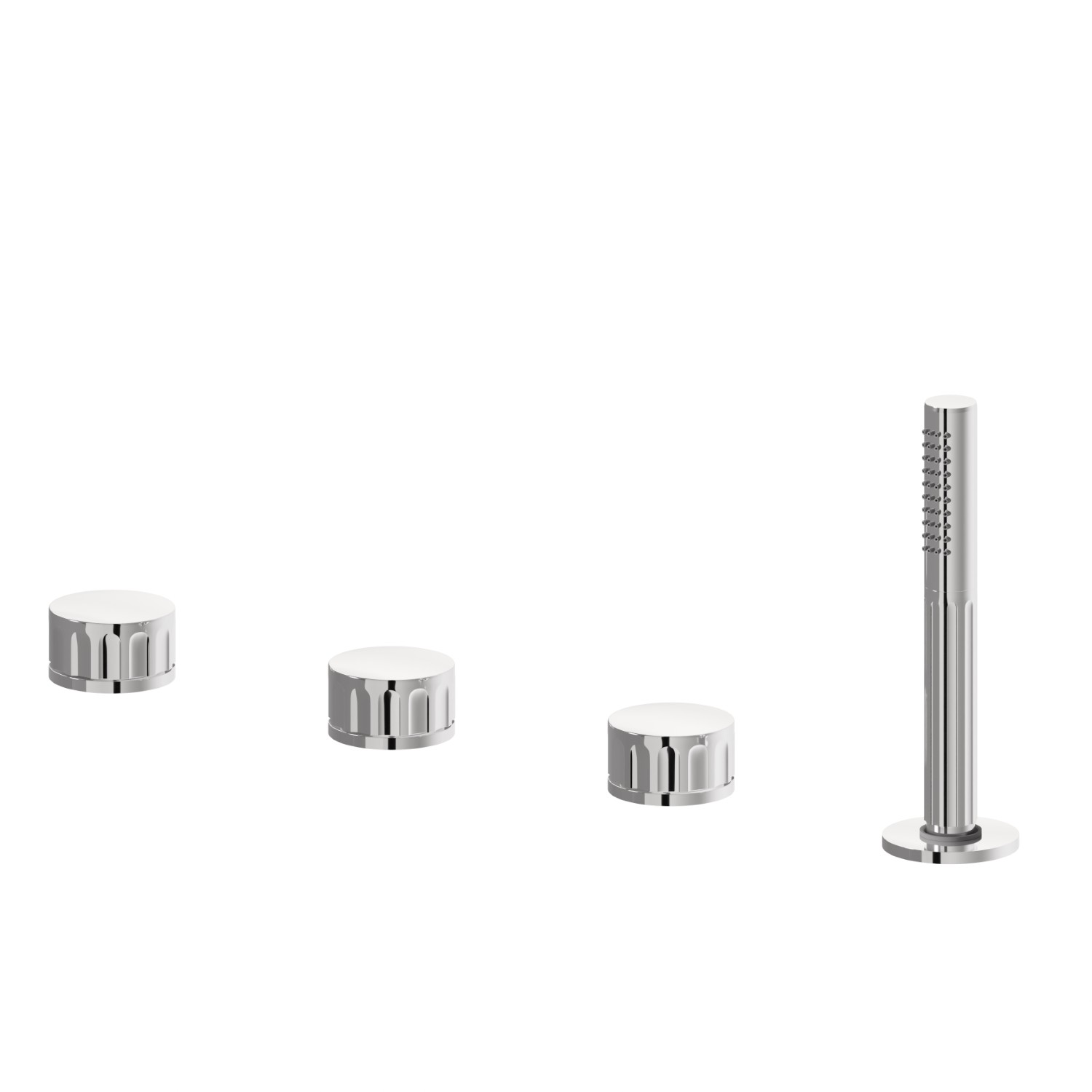 4-Loch Wannenbatterie komplett mit Umsteller und Handbrausegarnitur aus Messing - oberfläche Chrom