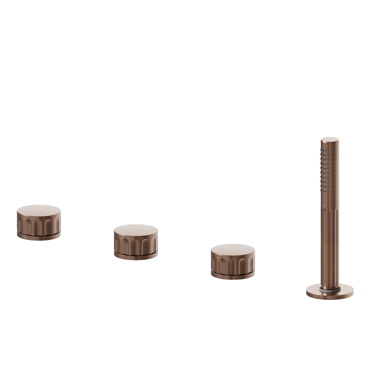 4-Loch Wannenbatterie komplett mit Umsteller und Handbrausegarnitur aus Messing - oberfläche PVD  Copper Bronze gebürstet