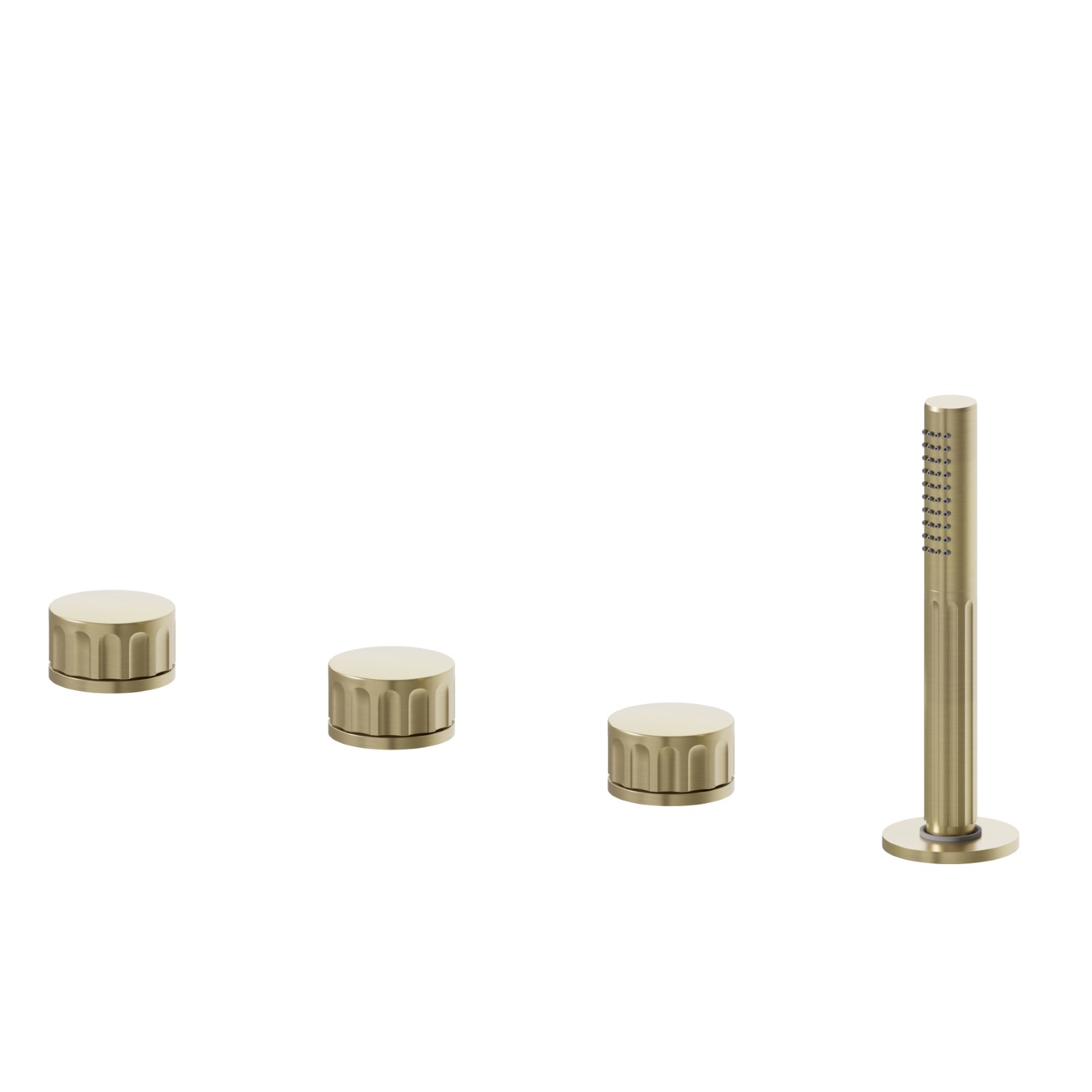 4-hole complete set of deck-mounted mixer, diverter and brass hand shower set - finish PVD Brushed Pale Gold