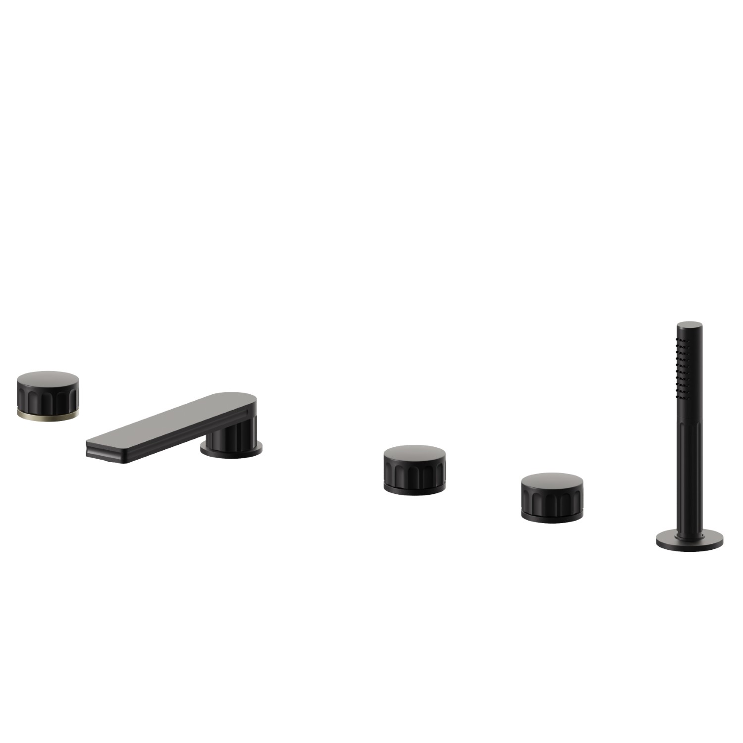 Mitigeur bain douche 5 trous bord de baignoire - finition Matt Black