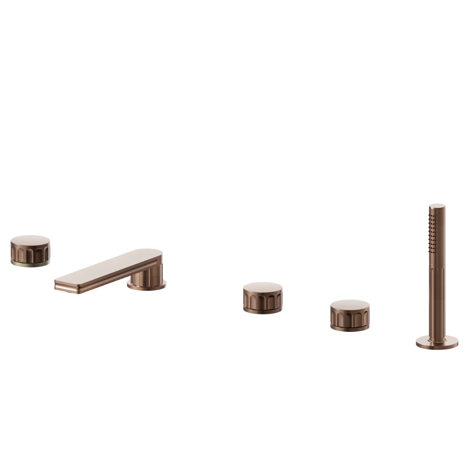 5-hole complete set of deck-mounted mixer - finish PVD Brushed Copper Bronze