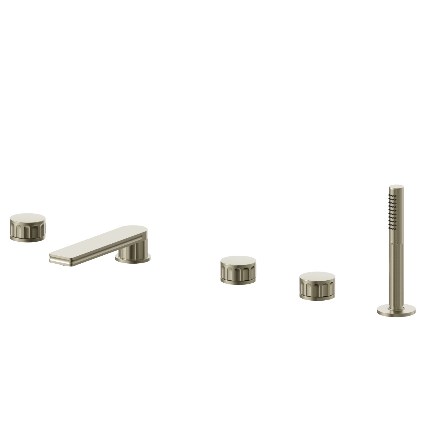 5-hole complete set of deck-mounted mixer - finish PVD Brushed Pale Gold