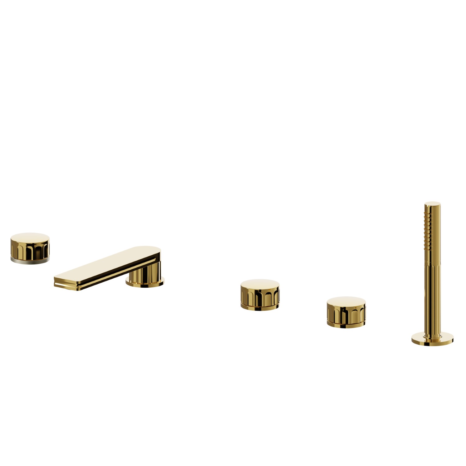 5-hole complete set of deck-mounted mixer - finish PVD Glossy Gold