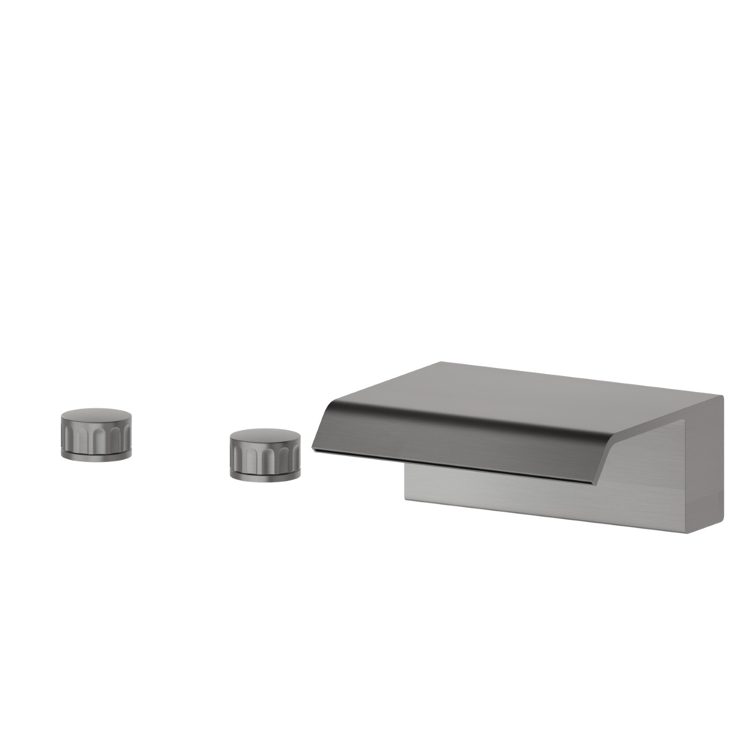 Deck-mounted set with waterfall spout - finish PVD Brushed Gun Metal