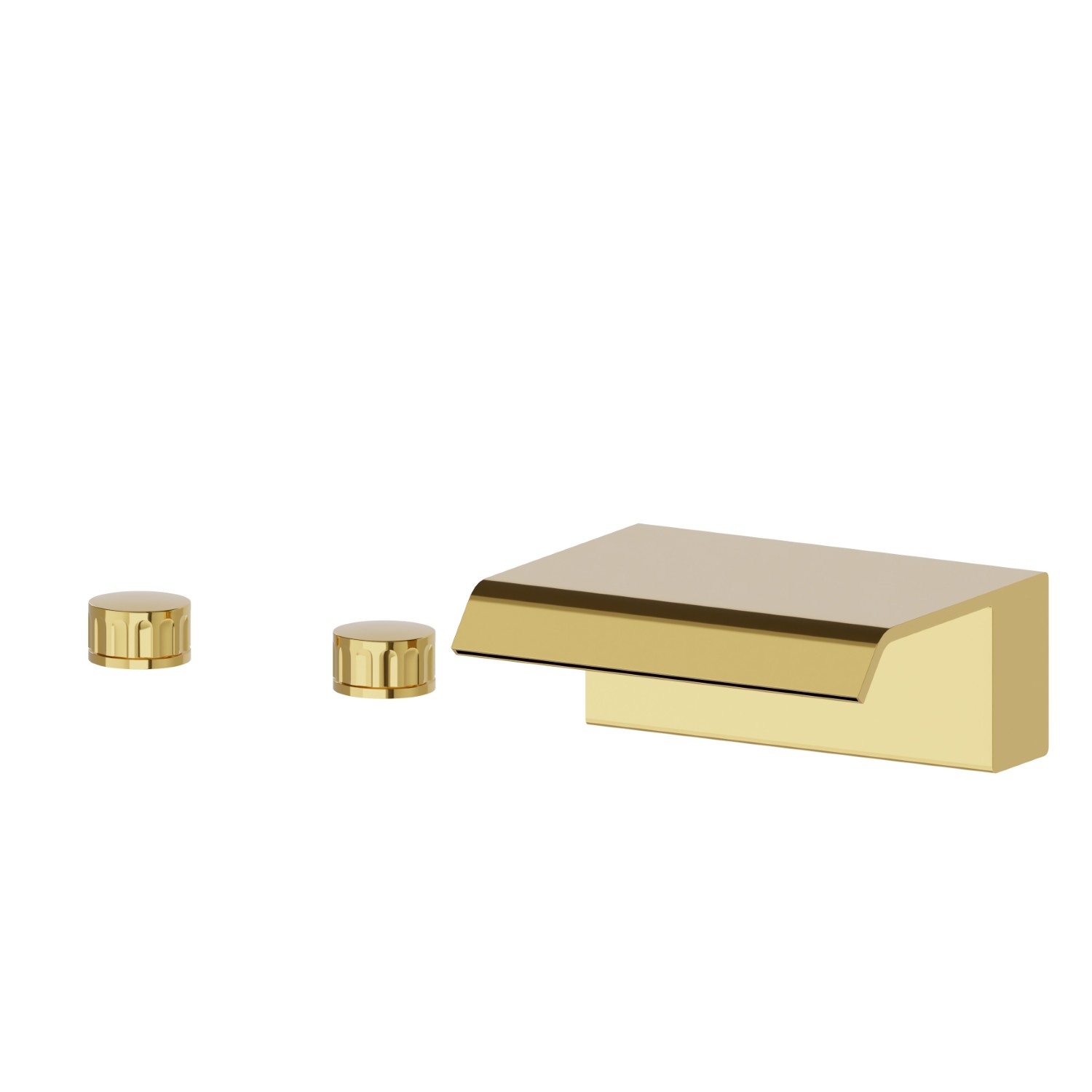 Deck-mounted set with waterfall spout - finish PVD Glossy Gold