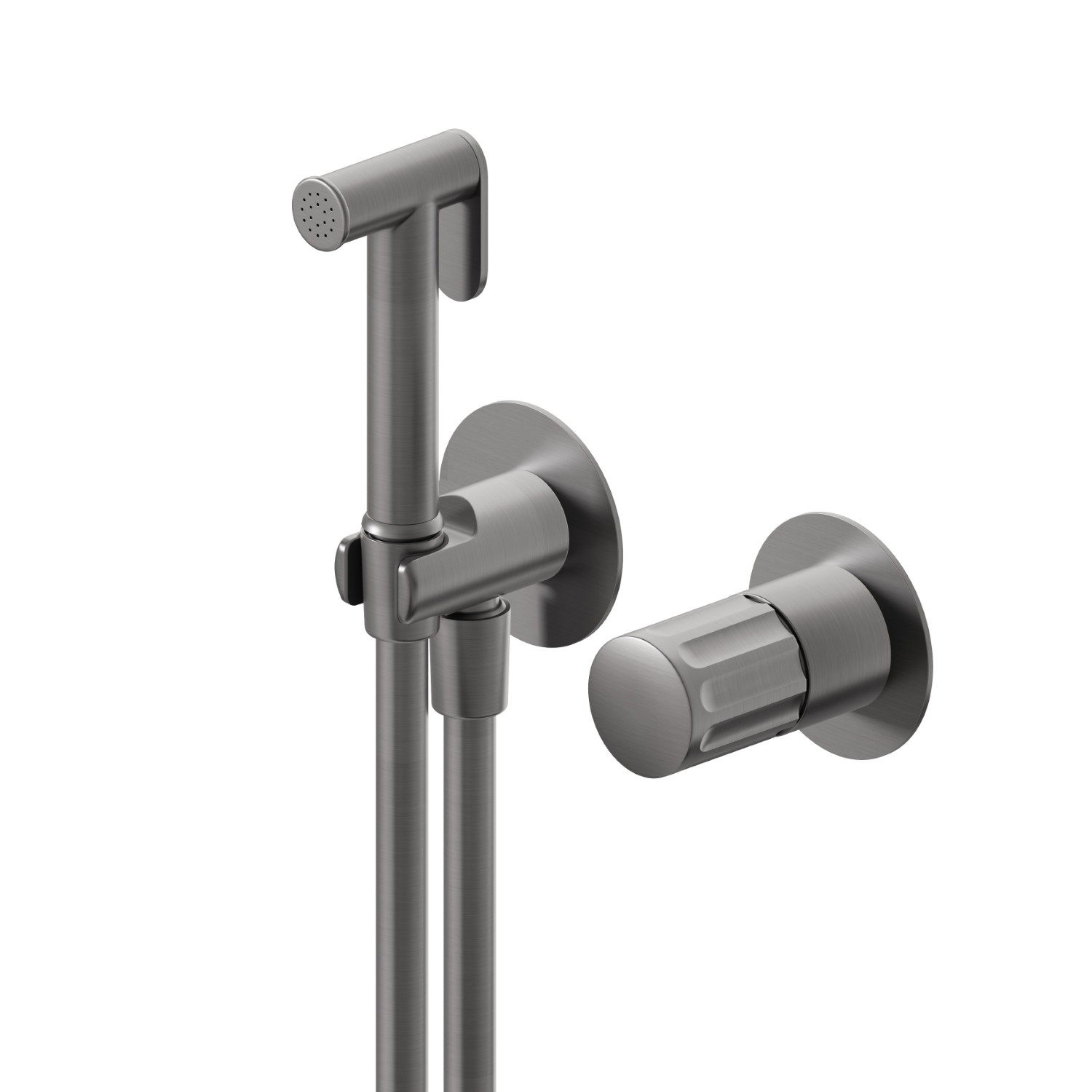 Einhebelmischer, warmes und kaltes wasser, für die intimhygiene und toilette. Außenteil - oberfläche PVD  Gun Metal gebürstet
