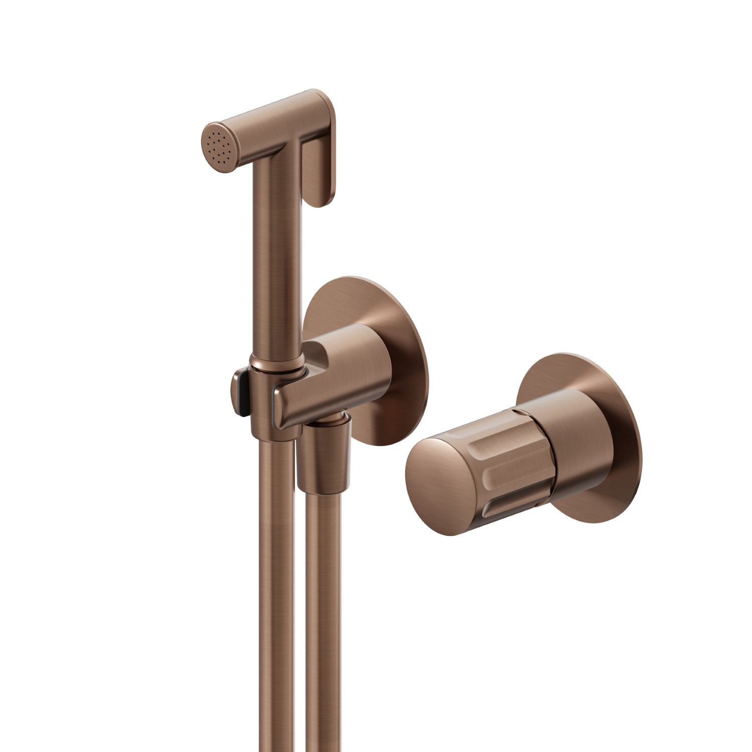 Mitigeur monocommande, eau chaude et froide, pour toilette intime et wc. Façade murale - finition PVD Brushed Copper Bronze