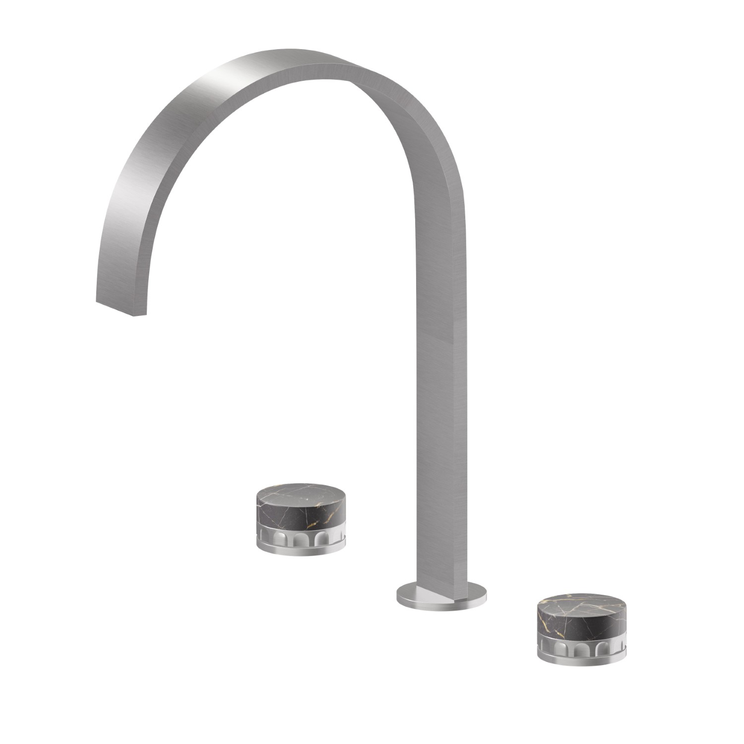 3-hole basin group. 1/2” T piece - finish PVD Brushed steel