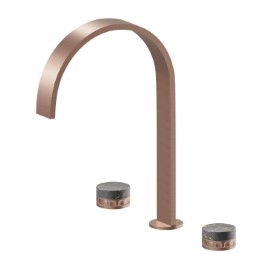 3-hole basin group. 1/2” T piece - finish PVD Brushed Copper Bronze