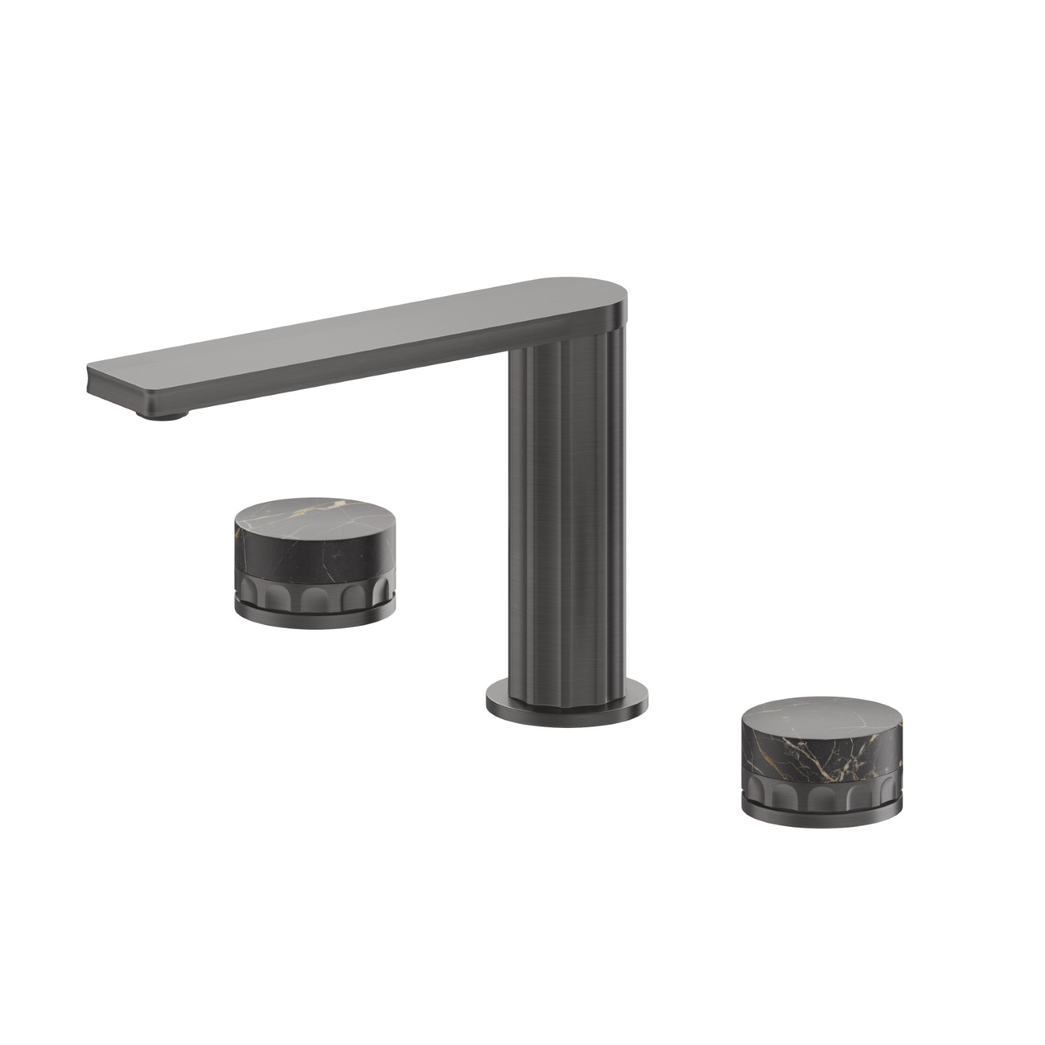 3-Loch-Waschtischarmatur. 1/2” flacher Anschluss - oberfläche PVD  Gun Metal gebürstet