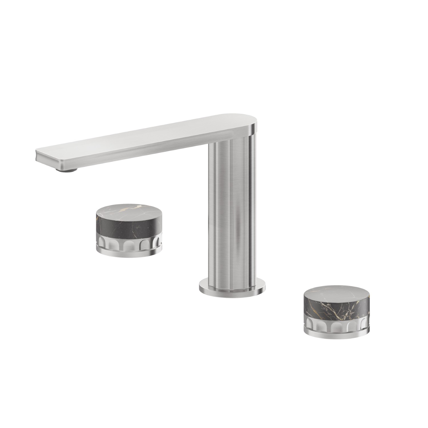 3-hole basin group. 1/2” T piece - finish PVD Brushed steel
