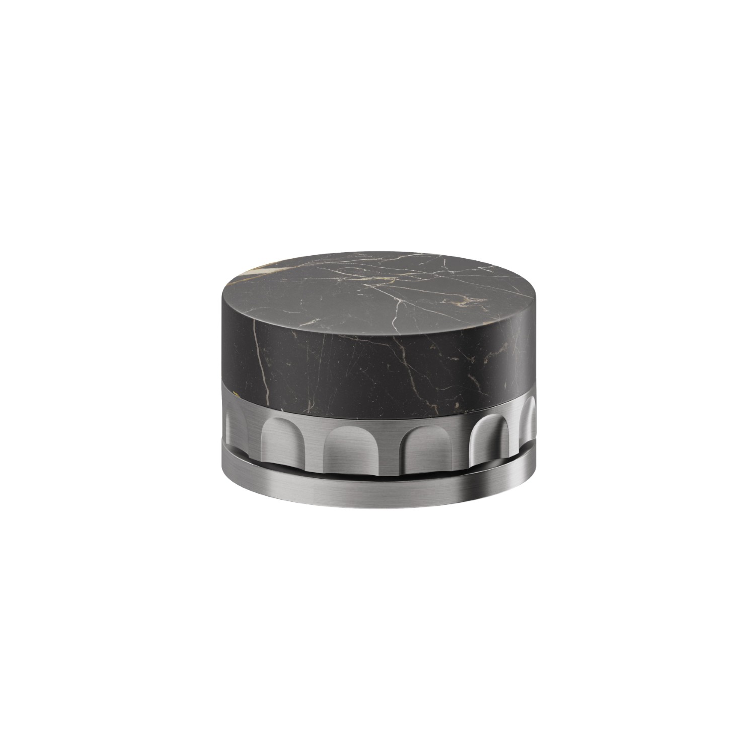 Single lever deck-mounted washbasin control - finish PVD Brushed steel