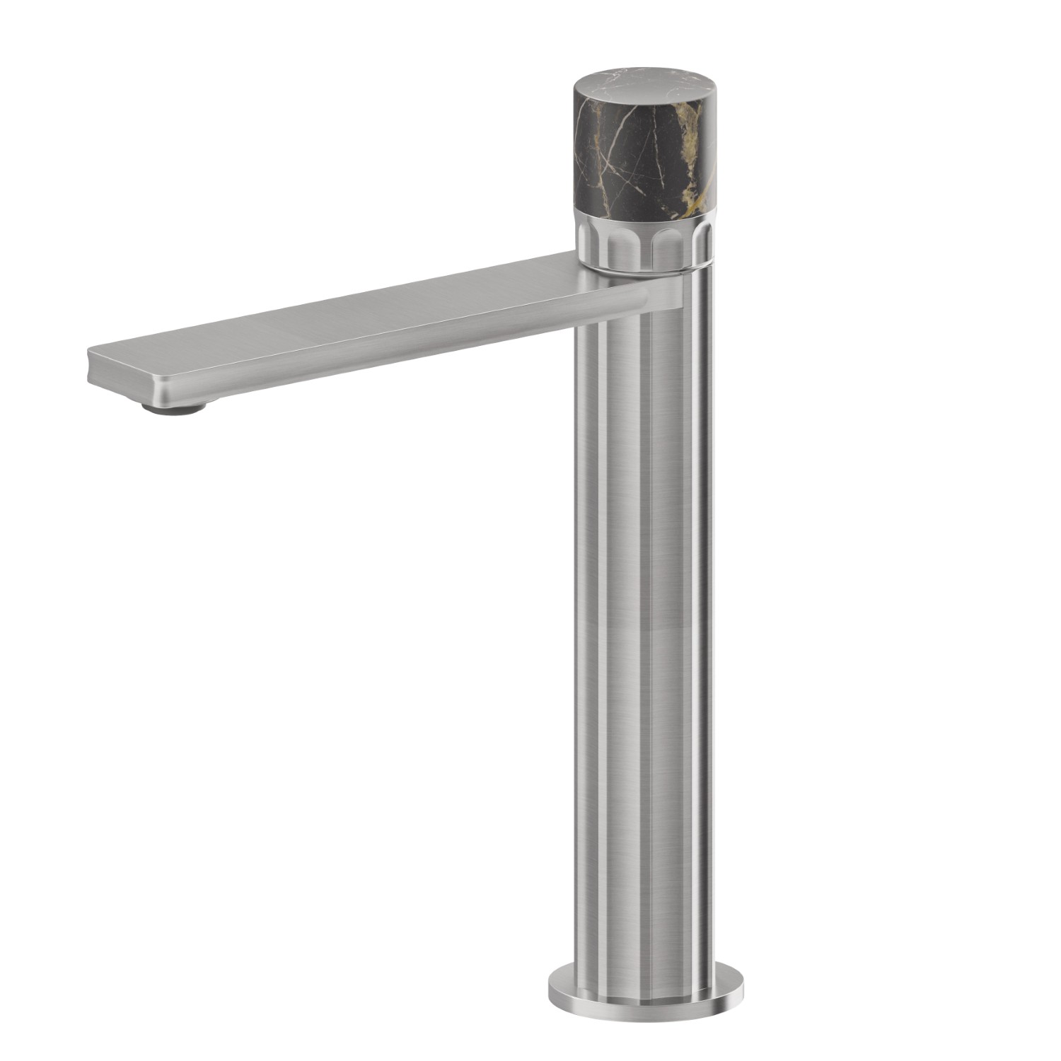Single lever mixer, medium version for above counter basin - finish PVD Brushed steel