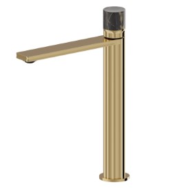 Single lever basin mixer, high version, for above counter basin - finish PVD Glossy Gold