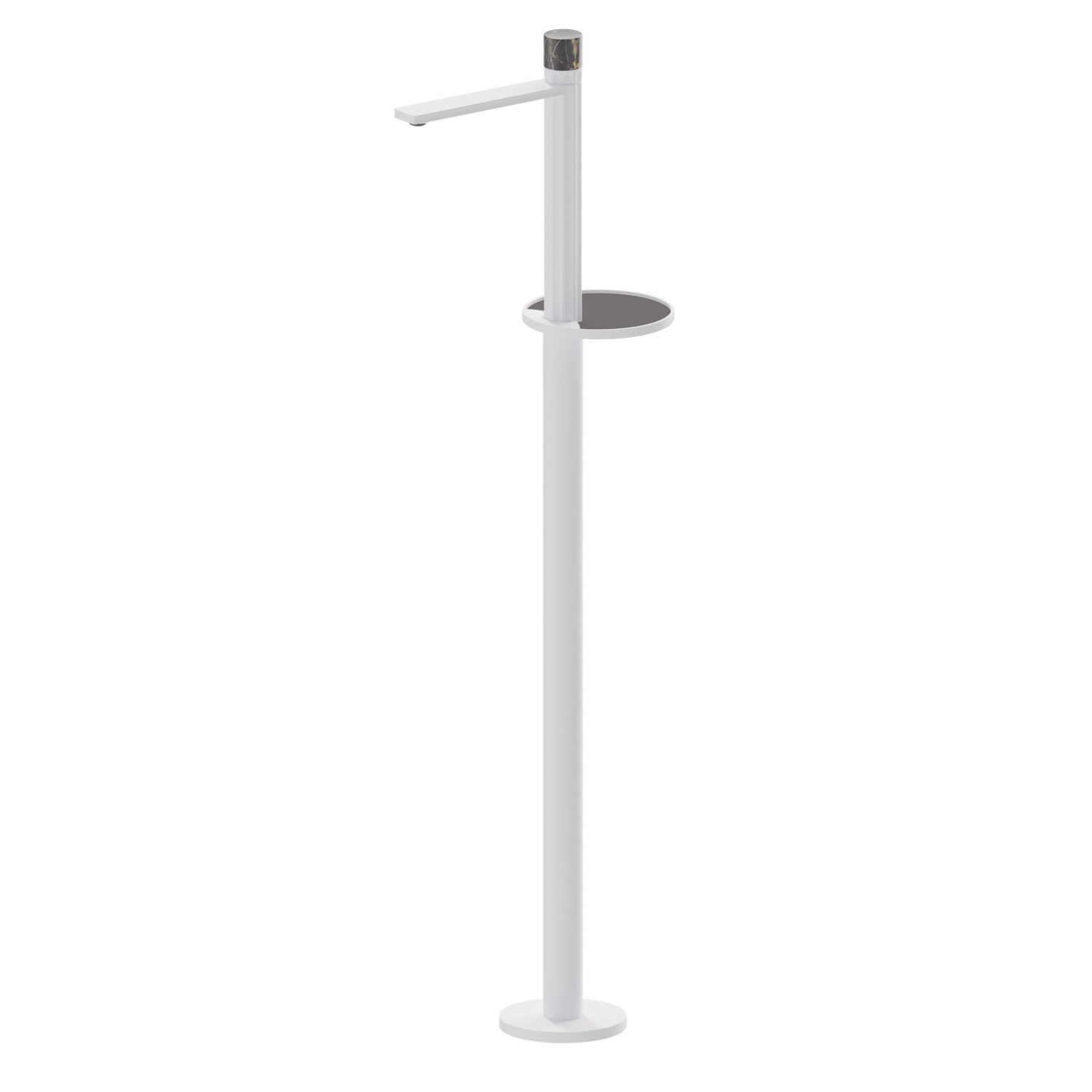 Single lever basin mixer with floor pillar union - finish Matt White