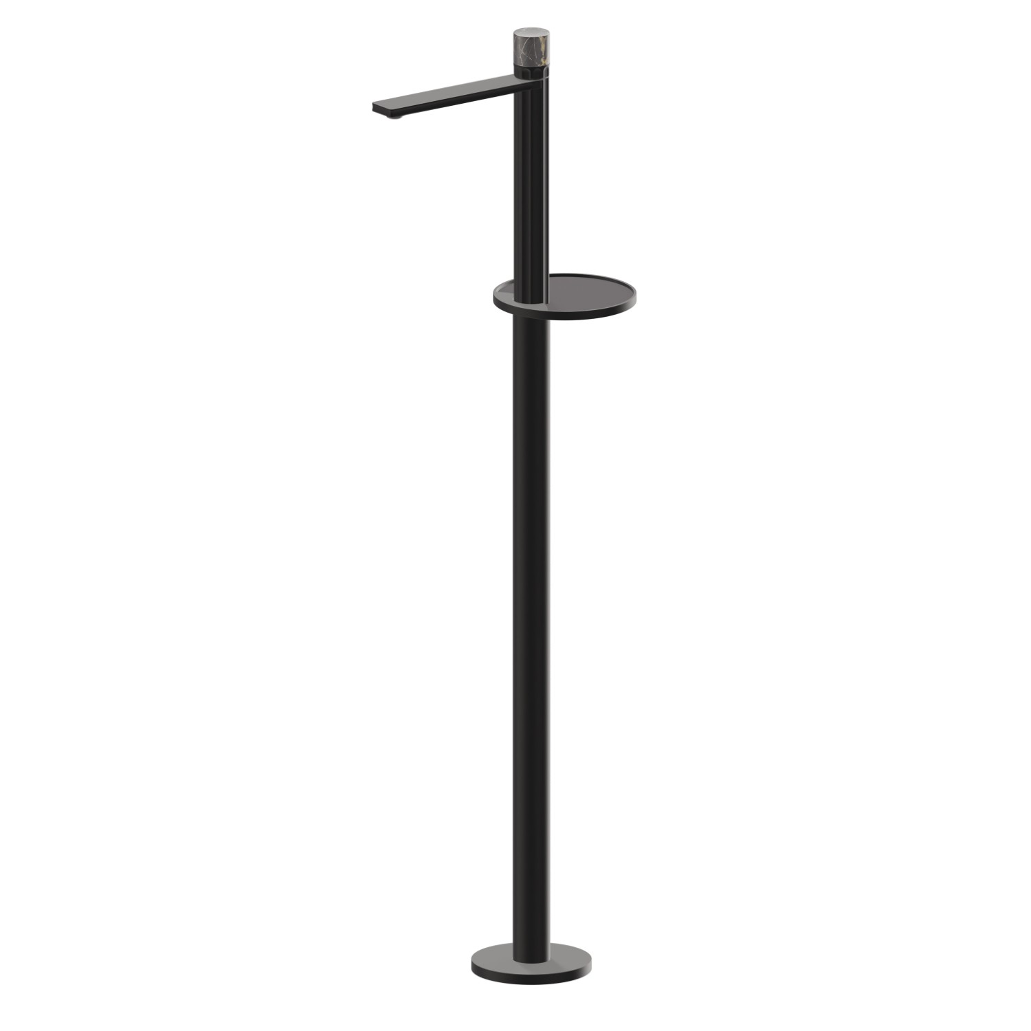 Single lever basin mixer with floor pillar union - finish Matt Black