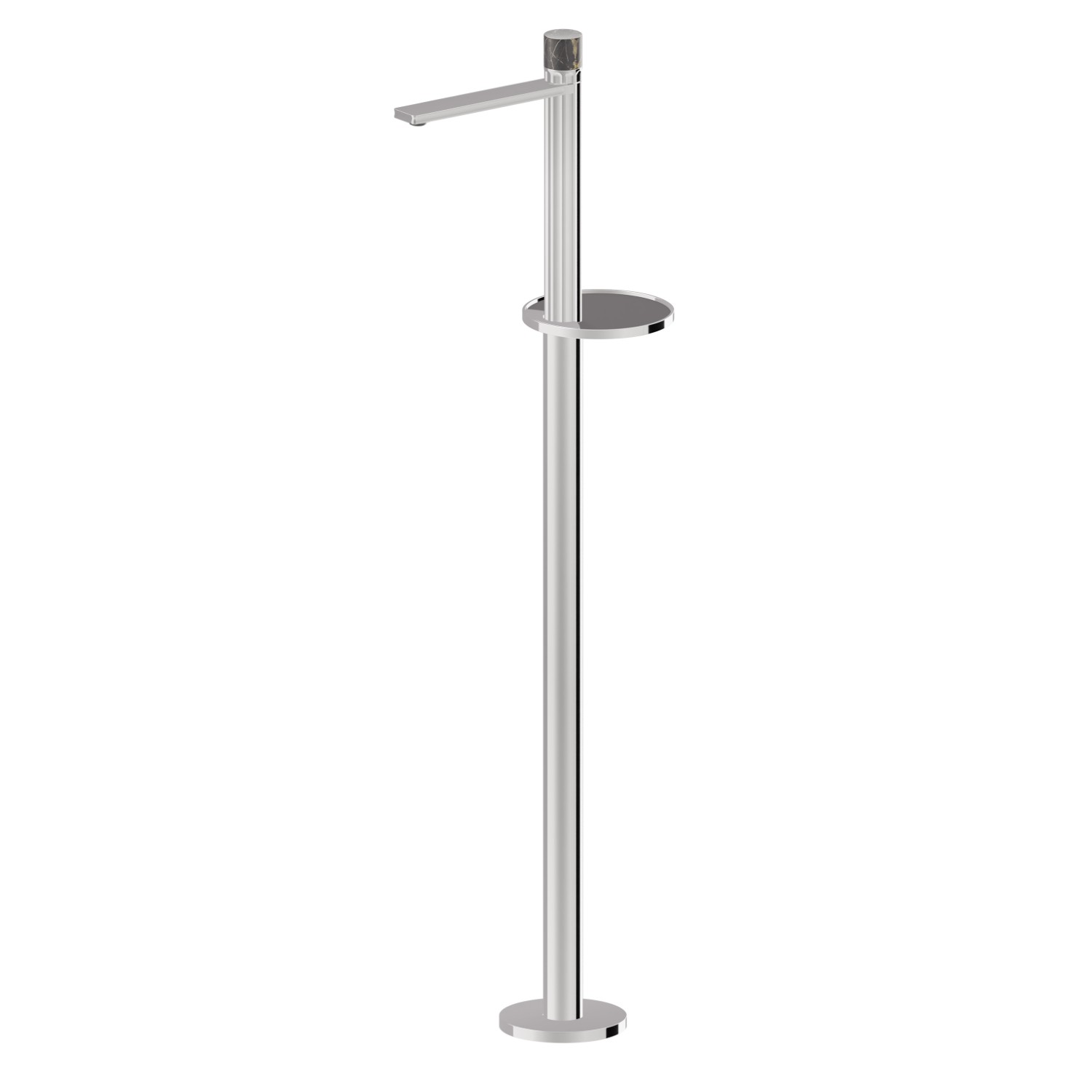 Single lever basin mixer with floor pillar union - finish Chrome