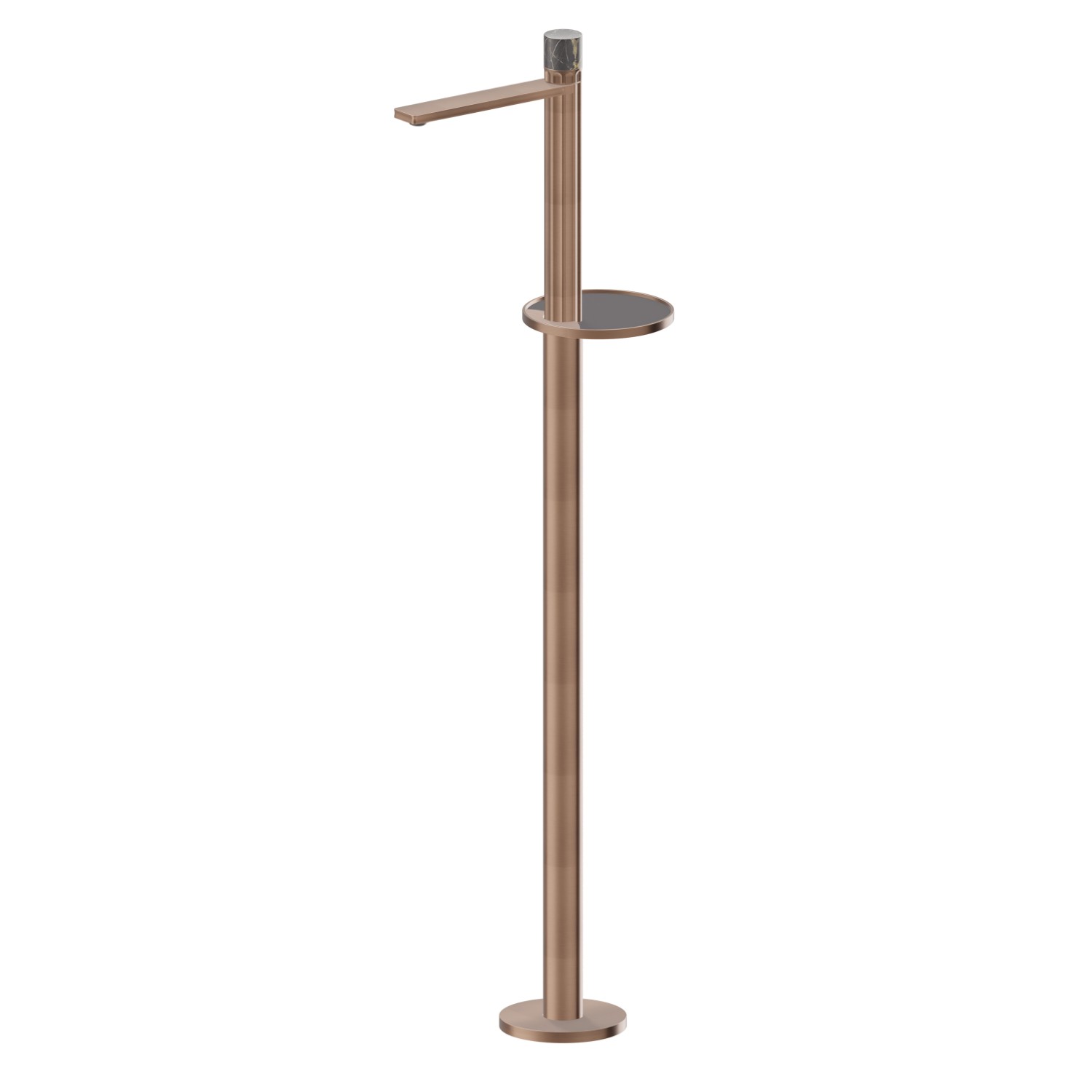 Single lever basin mixer with floor pillar union - finish PVD Brushed Copper Bronze