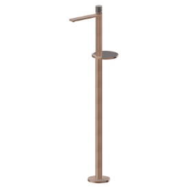 Single lever basin mixer with floor pillar union - finish PVD Brushed Copper Bronze